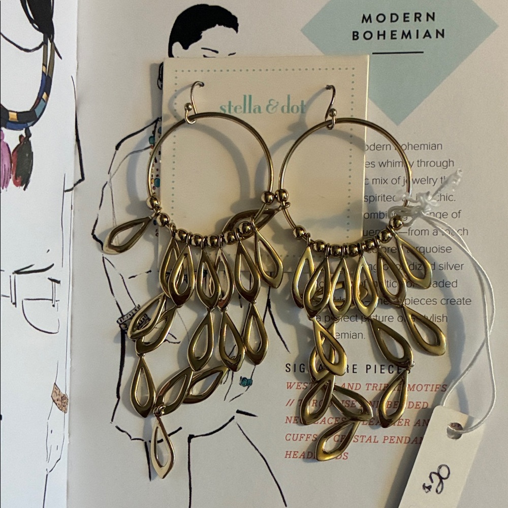 Stella & Dot Gold Renegade Hoop Statement Earrings